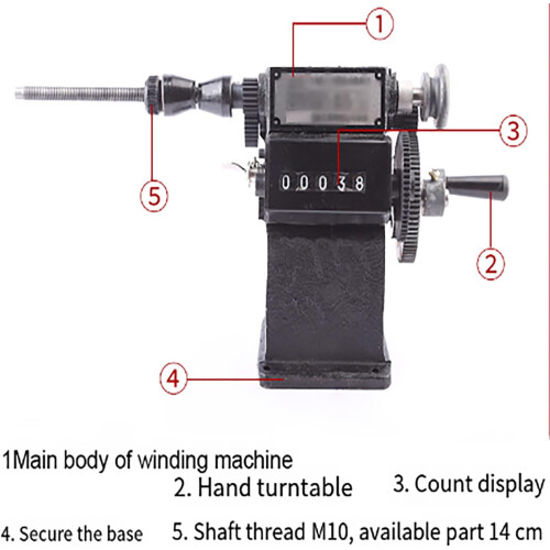 Manual Coil Winding Machine, Hand Counting Winder, Adjustable Speed, Iron Gear 1