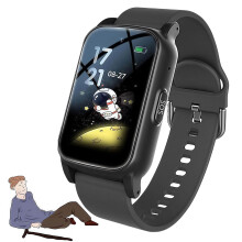 Fall Detection Smart Watch iOS Android Compatible GPS Tracking Geofence Blood Oxygen Monitor IP67 Waterproof Seniors Black
