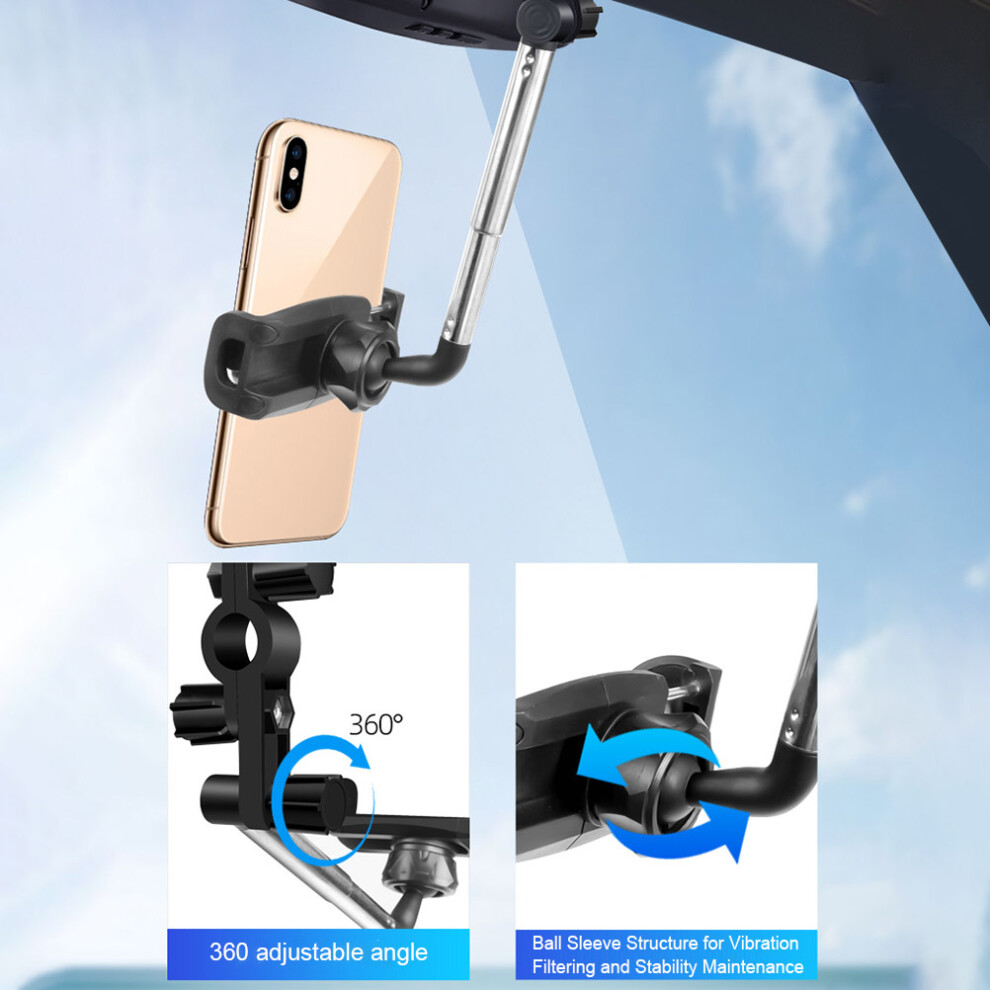 2Pcs 360 Rearview Mirror Phone Holder, Universal, 6.5*18Cm Black 8741375952892