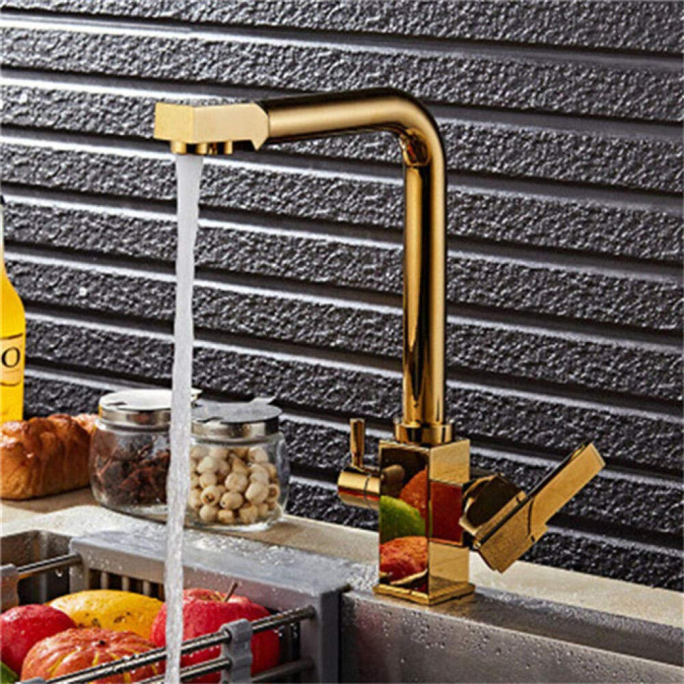 Kitchen Faucet Brass Finish Purifier Water Tap 360Degree Rotation Dualhandle Hot Cold Black 9094768868089