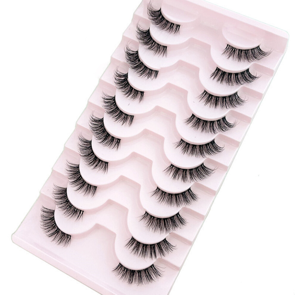 Wispy Half Lashes For Short Mink Lashes, Transparent Band Soft Fluffy Lashes In Pack, D Curl Reusable Lashes For Easy Application For Nightclubs