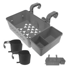 Generic Basket Poolside Organizer For Pool Toys Towels And Drinks With Two Cup Holders