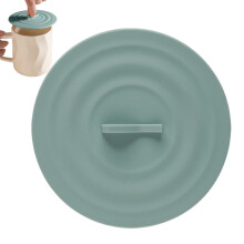 Silicone Cup Lid with Spoon Holder, Heat Resistant SpillProof Mug Cover for Hot Drinks Azure Blue