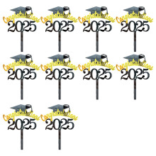 10PCS Metallic Graduation Hat Cake Toppers Academic Hat-Style A