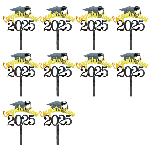 10PCS Metallic Graduation Hat Cake Toppers Academic Hat-Style A