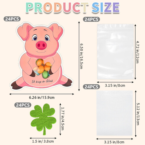 24pcs Luck Pig Greeting Cards for Patrick's Day Celebration 2