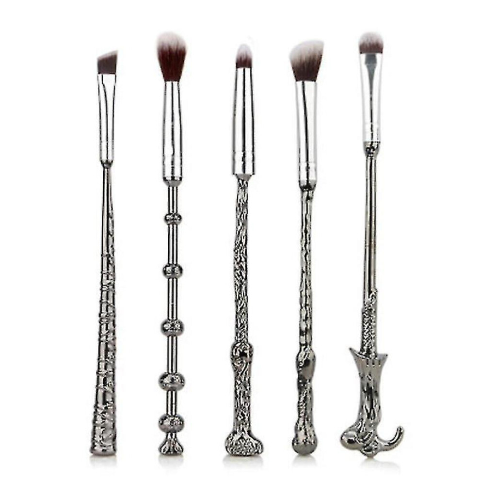 Silver/Purple Dense Soft Synthetic Fibers Makeup Tools, Fantasy Makeup Set For Professional Makeup Brushes, 5 Pieces Magic Cosmetic Brush Set In And