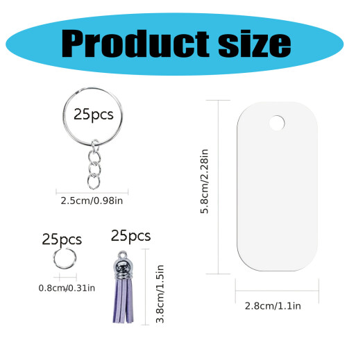 100pcs Keychain Making Set with Blank Plates and Tasselss 2