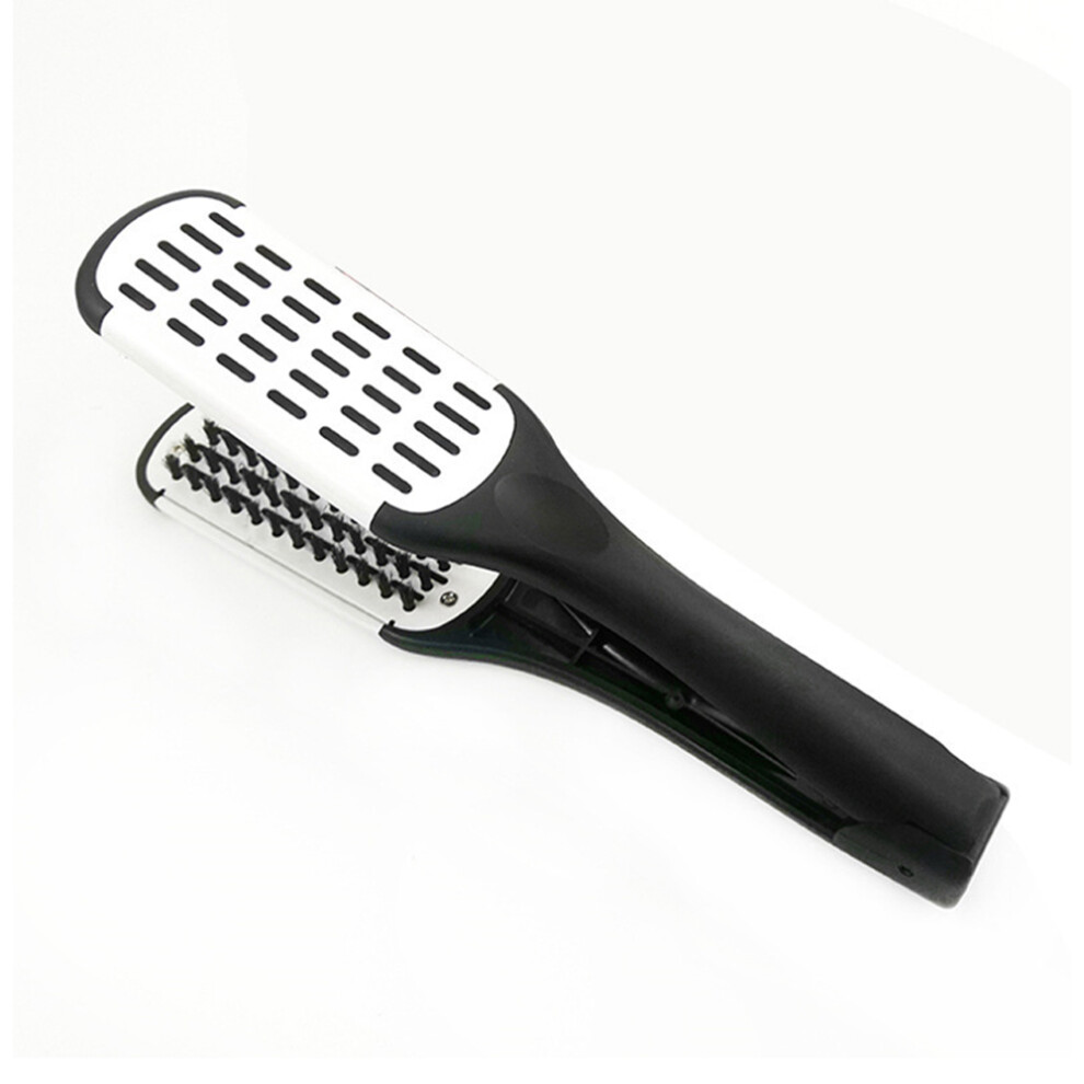 Unique Handle Hair Straightener Brush, Boar Bristle for Dandruff Removal, Ventilated Flat Iron for Smooth Anti-Static Straightening, Comfortable for