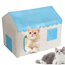 Cat Cooling House Enclosed Ventilated Cat Shelter For Balcony Living Room Indoor Outdoor Porch Garage Blue Model B