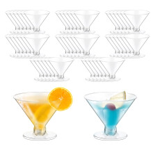 Plastic Martini Glasses 5oz, 50 Pack, Reusable Cocktail Glasses for Party, Wedding, Birthday, Christmas, Anniversary
