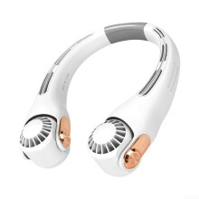 Portable Bladeless Neck Fan USB Rechargeable Hands Cooling 360Degree Airflow 3Speed Levels Travel White