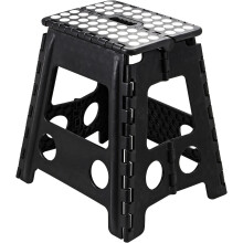 Large Folding Plastic AntiSlip One Step Stool For Kitchen, Bathroom, Toilet, Caravan Foldable With Carry Handle Black