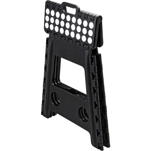 Large Folding Plastic AntiSlip One Step Stool For Kitchen, Bathroom, Toilet, Caravan Foldable With Carry Handle Black 2