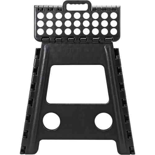 Large Folding Plastic AntiSlip One Step Stool For Kitchen, Bathroom, Toilet, Caravan Foldable With Carry Handle Black 1