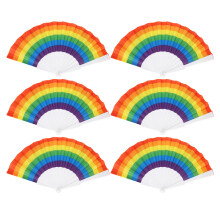 Folding Hand Fan With Water Resistant Nylon Fabric, Short Term Cooling Effect Cooling Tool For Outdoor Events Vibrant Color Printed Nylon Fabric Wide