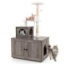 Árvore para gato de madeira 77,5 x 49 x 132 cm com arranhador em sisal,