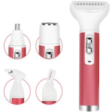 Aparelho de barbear elétrico feminino com lâmina de baixa sensibilidade, kit de barbear multifuncional, aparelho portátil rosa para uso a seco e