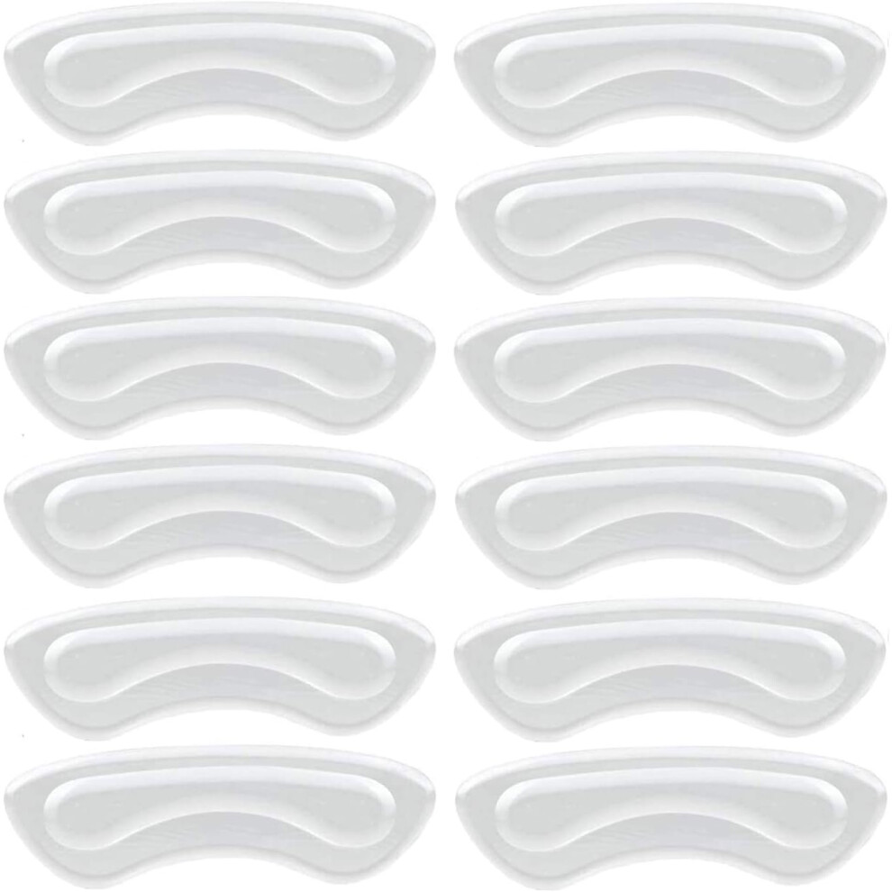 Self-Adhesive Heel Inserts for Women and Men, Foot Pain Relief Pads with Sweat-Absorbing Technology, Comfortable Heel Grips for Loose Shoes (Clear, 6