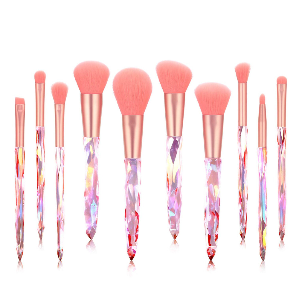 Crystal Makeup Brushes, 10PCS Professional Set with Glam Synthetic Bristles and Transparent Handle For Halloween Parties For Nightclubs For Daily Use