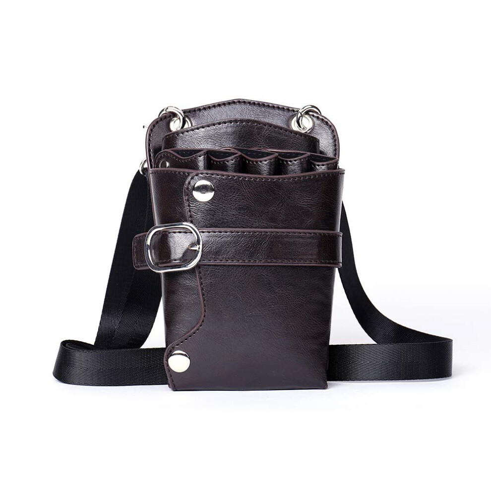 Leather Shear Holder, Salon Stylist Tools With Multi-Pocket Function, Adjustable Waist Belt For Hairdressers, Premium PU Leather Hairdressing Pouch