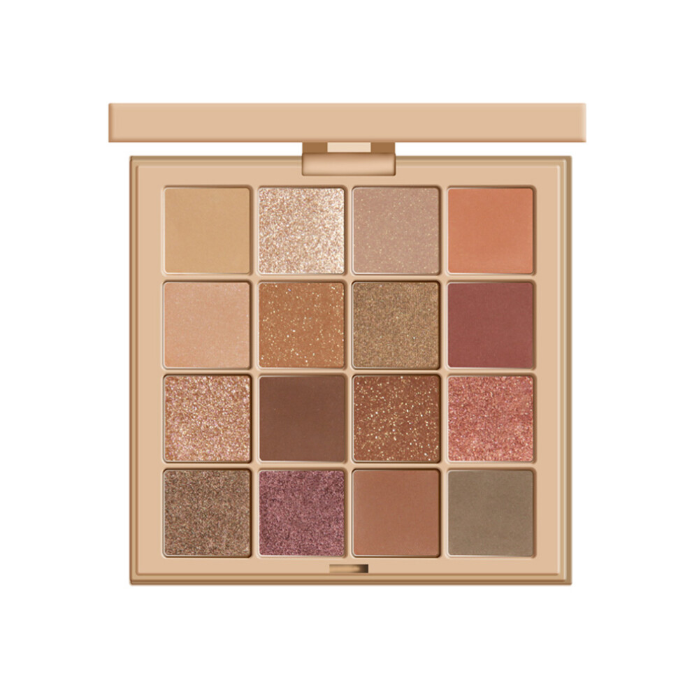 Green Signature Eyeshadow Palette, Infused With Tea & Vitamin E For Healthy Skin, Vegan & Cruelty-Free Powder With Natural Nudes, 16 Shades (6 Pairs)