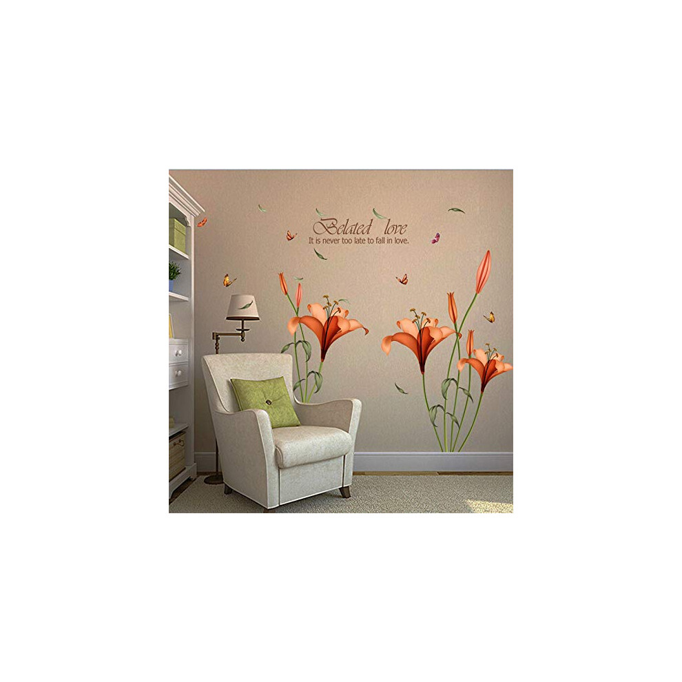 Butterfly and Flower Wall Stickers PVC Removable Decals for Kids Room Living Room Bathroom Decor