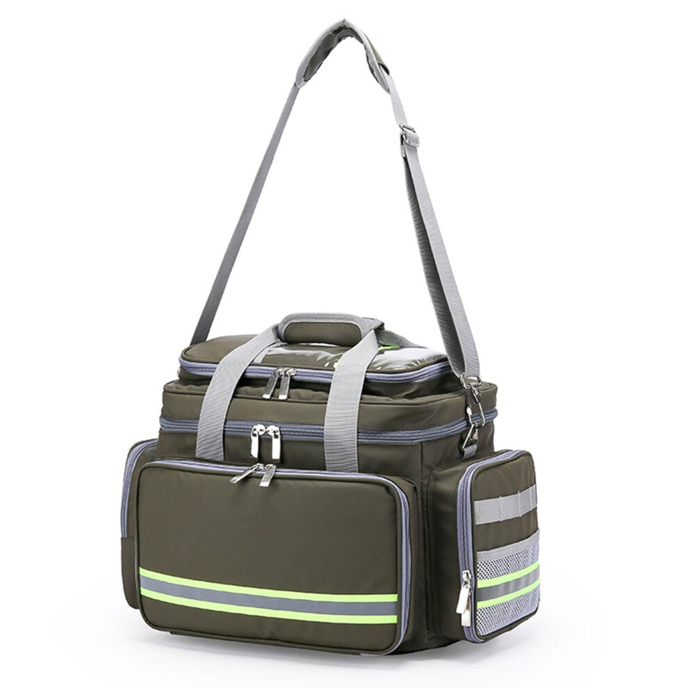 First Aid Trauma Bag with Reflective Strips, Detachable Dividers, WaterResistant Oxford for EMT