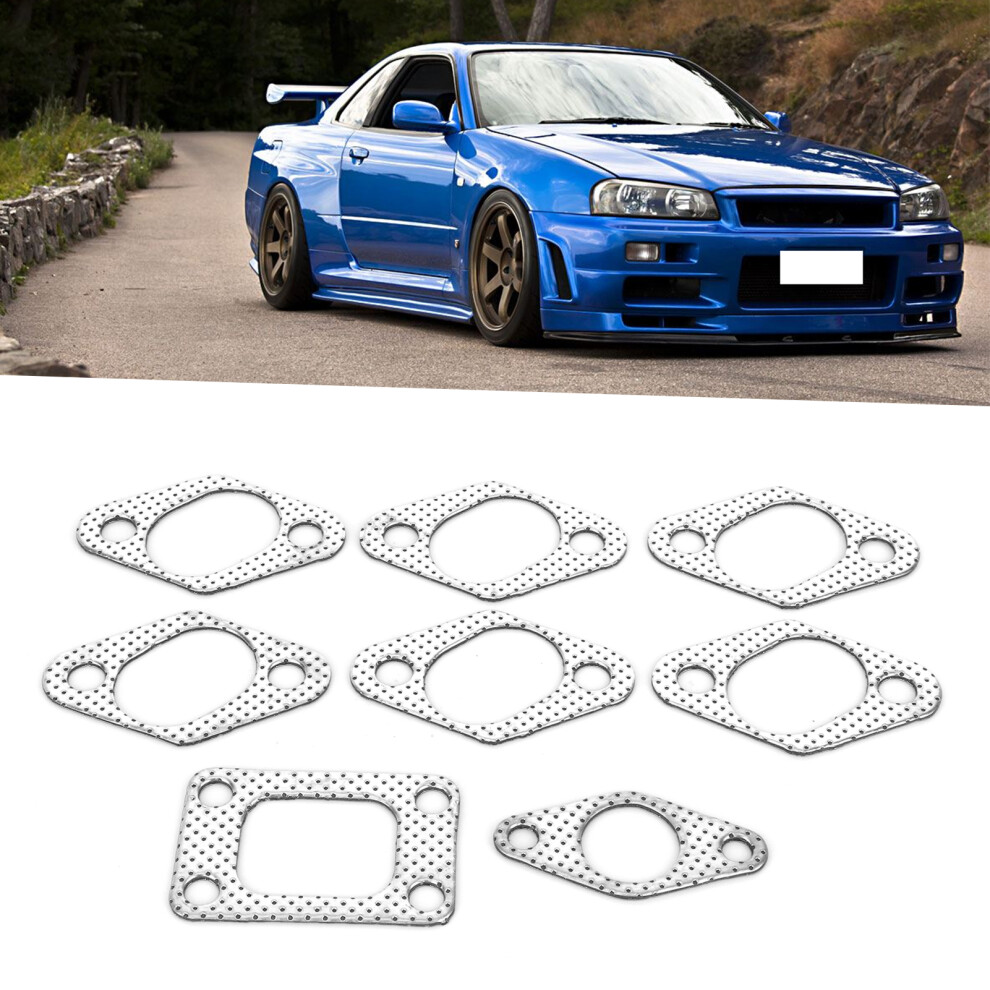 8Pcs Exhaust Manifold Gasket Set For Nissan Skyline R32 R33 R34 Silver 7901379451024