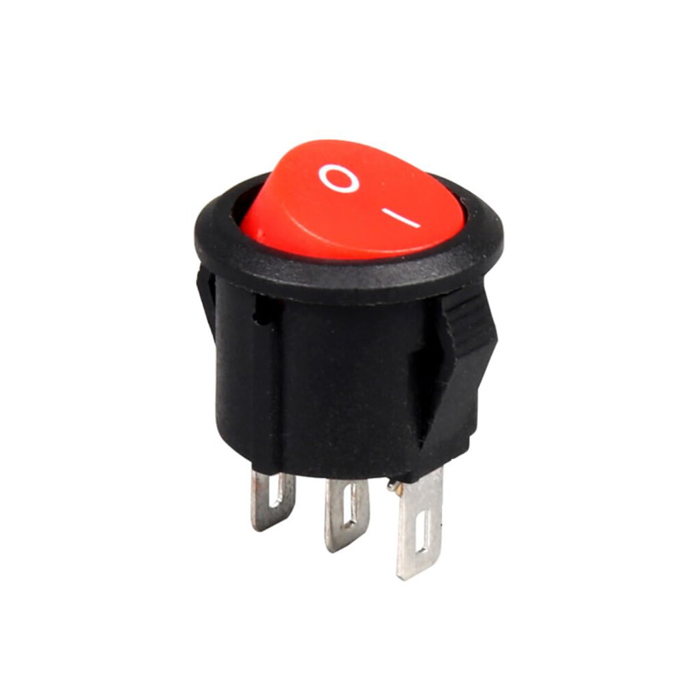 Round 3Pin Spst Rocker Switch Red Black Onoffon 3Position, 2Position Onoff Boat 6A At 220V / 10A At 125V 9199774621687