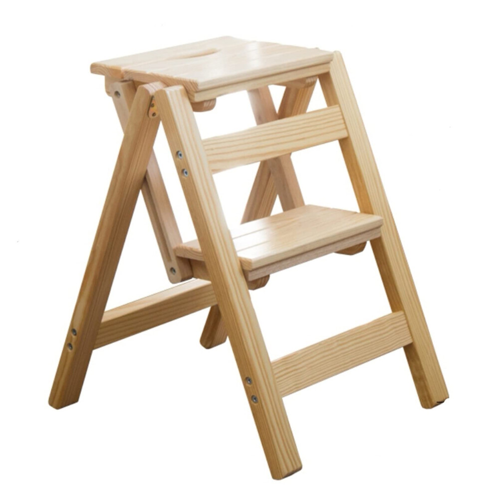 Wooden Step Ladder Chair Folding 2Step Stool Portable Climb Ladder Chair For Home Library Bookshelf Display 9187378879962