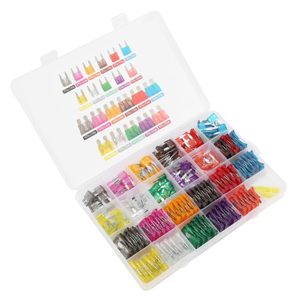 254Pcs Blade Fuse Kit Small Medium 2A-40A Auto Car Audio Lighting 6901379453210