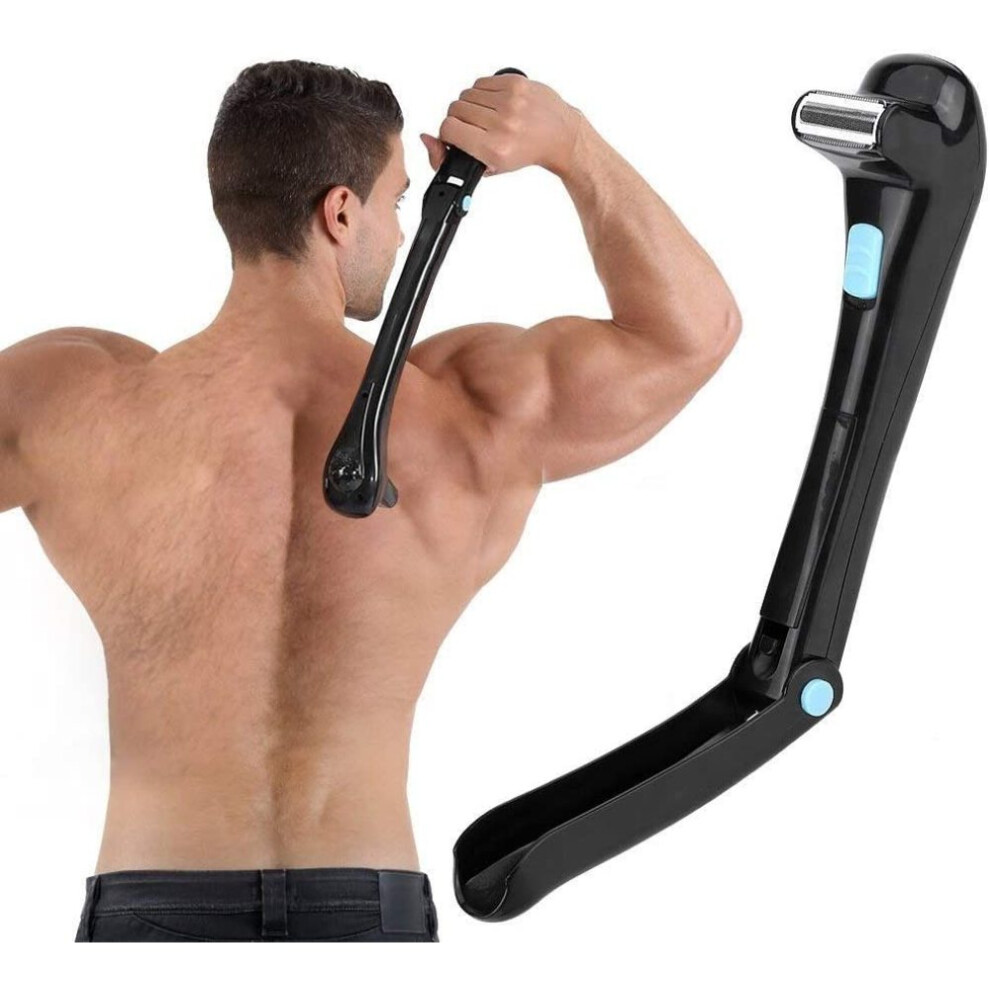Cordless Design Back Hair Shaver, 180 Degrees Foldable Electric Hair Trimmer Body Hair Removal Tool for Wet or Dry Use Pain-Free Shave, Portable Mini