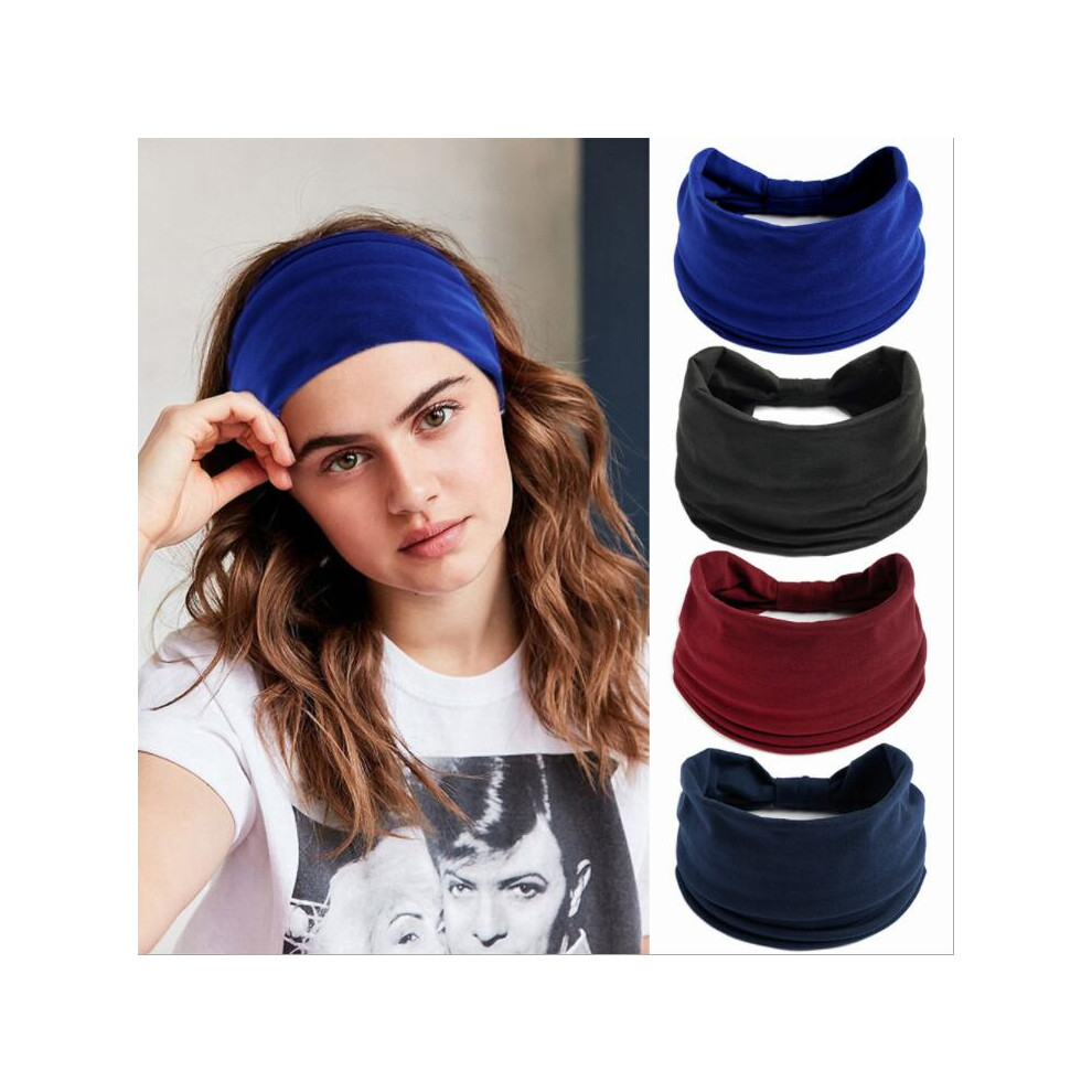 Hair Bands for Women, Wide Head Bands with Sweat-Absorbent Soft and Stretchy Turban Headband Fashion Hair Accessory for Yoga Running Workout Makeup H