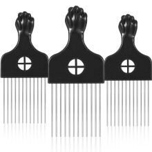 Afrokam for krøllete hårstyling, forsterkede tenner metallhårspenne med ultramyk manøvrering, brede tenner for utredning og løftekam,