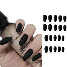 Faux ongles en acrylique mat à coller pour femmes, forme cercueil, en ABS et extra longs (24 pièces), parfaits pour les soirées d'Halloween et les