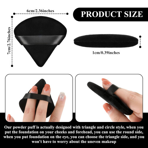 Εργαλεία μακιγιάζ Triangle Powder Puffs, τέλειο μέγεθος βελούδινο απαλό διπλό σχήμα για 1