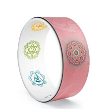 Yoga Wheel and Ring Set with NonSlip PU Surface, Pink Floral Design, Back Stretch and Balance