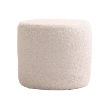 Ottoman Pouf with Plush Comfort Foam Foot Rest for Living Room, Desk, Couch White Boucle