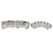 Silver Plated Copper Bling Teeth Set with Fixing Wax for Halloween Fun