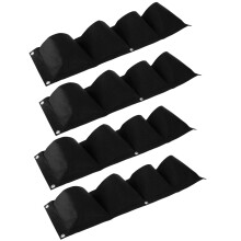 4Pcs 4 Pocket Wall Hanging Grow Bags Black Felt Degradable
