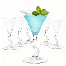 Plastic Martini Glasses 10 Oz ZStem Clear, 6 Pack Reusable Barware, Tall Cocktail Glasses For Margarita Tequila Whiskey
