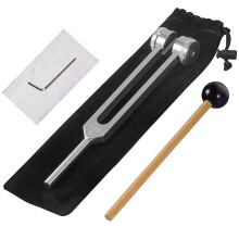 128Hz Aluminum Therapeutic Tuning Fork with Hammer, Medical Grade Wellness Kit and Velvet Bag