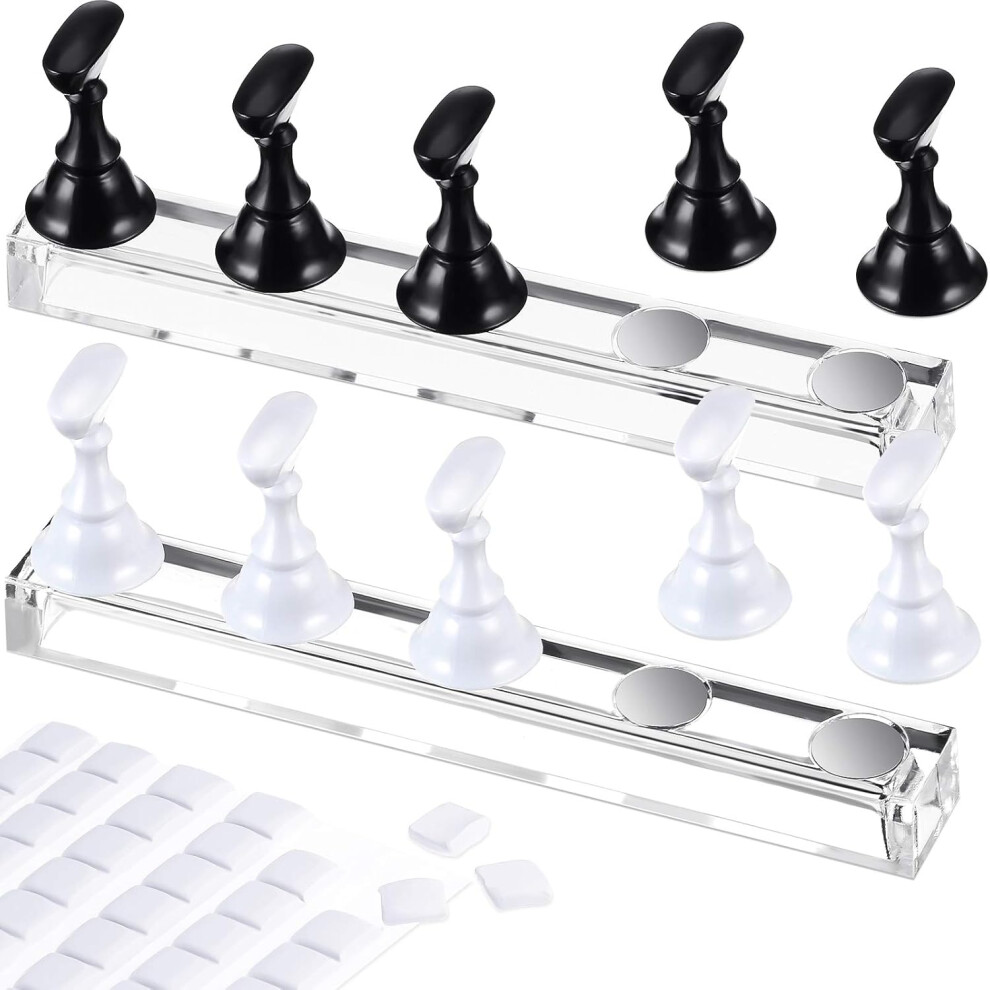 Practice Holder for Acrylic Nail Art, Nail Stand with Magnetic Nail Tips Holders & Reusable Adhesive Putty, DIY Painting Nails Kit for Salons, Sc