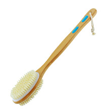 Brosse corporelle à utiliser sur peau sèche ou humide, outil d'exfoliation douce pour la peau avec double brosse, manche en caoutchouc
