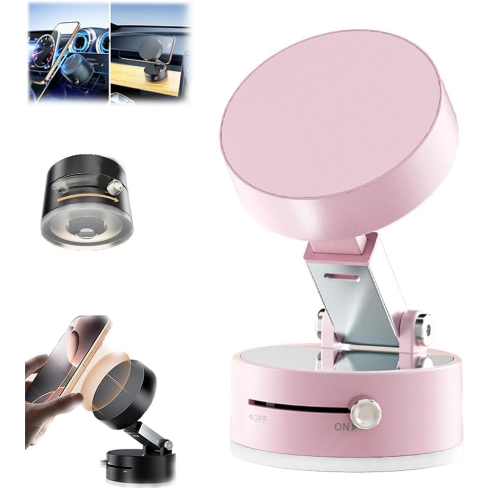Magnetic Phone Holder With Strong Suction, Foldable Retractable Doublesided Mount For All Phones Pink 9094768876503