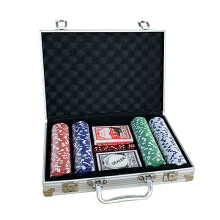 200-Delige Pokerchipset voor Texas Hold'Em, Blackjack, Gokken met Draagtas, Kaarten, Knoppen en Casinochips in Dobbelsteenstijl