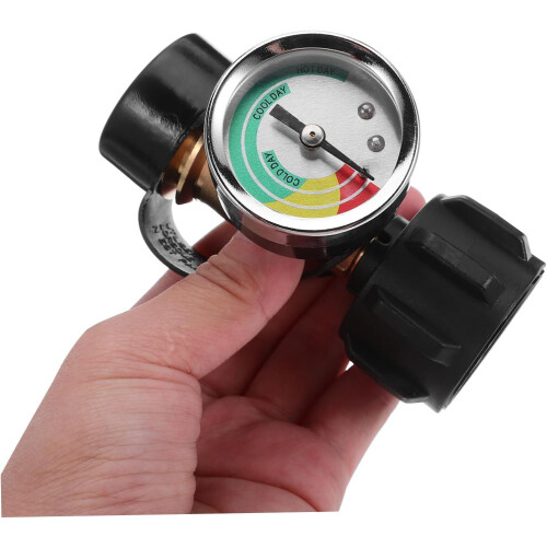 Solid Brass Propane Tank Adapter With Pressure Gauge, Gas Level Indicator, 2Pack Refill Connector For Camping 2