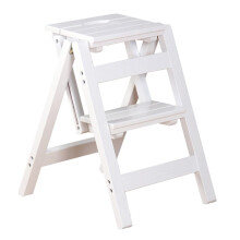 Wooden Folding Step Stool Two Step Portable Household Ladder Multi Function Foot Stool Flower Shelf Color B