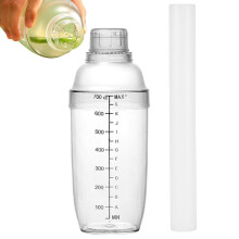 Cocktail Shaker with Clear Thickened Cup, LeakProof Seal and NonSlip Measurement Scale